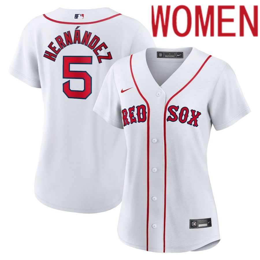 Women Boston Red Sox 5 Enrique Hernandez Nike White Home Replica Player MLB Jersey
